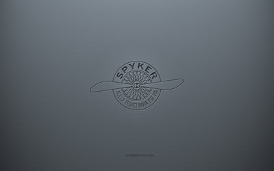 Spyker logo, gray creative background, Spyker emblem, gray paper texture, Spyker, gray background, Spyker 3d logo