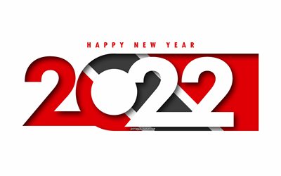 عام جديد سعيد 2022 ترينيداد وتوباغو, خلفية بيضاء, ترينداد وتوباغو, ترينيداد وتوباغو 2022 رأس السنة الجديدة, 2022 مفاهيم, علم ترينيداد وتوباغو