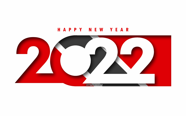 Felice Anno Nuovo 2022 Trinidad e Tobago, sfondo bianco, Trinidad e Tobago 2022, Trinidad e Tobago 2022 Capodanno, 2022 concetti, Trinidad e Tobago, Bandiera di Trinidad e Tobago