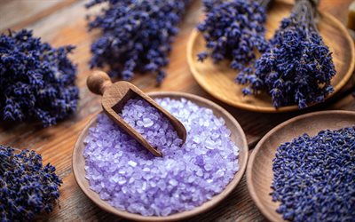 lavender salt, spa accessories, spa salt, purple salt, lavender, spa and wellness, salt