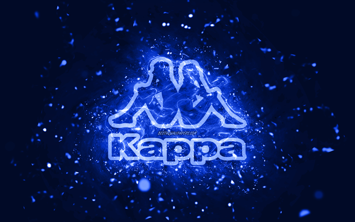 Kappa mörkblå logotyp, 4k, mörkblå neonljus, kreativ, mörkblå abstrakt bakgrund, Kappa logotyp, varumärken, Kappa