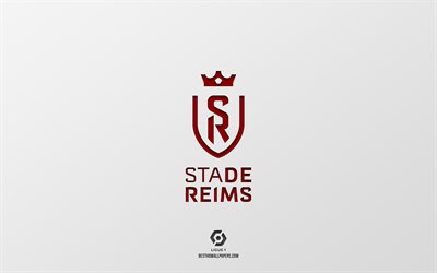 Stade de Reims, white background, French football team, Stade de Reims emblem, Ligue 1, Reims, France, football, Stade de Reims logo