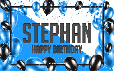 Buon compleanno Stephan, sfondo di palloncini di compleanno, Stephan, sfondi con nomi, buon compleanno di Stephan, sfondo di compleanno di palloncini blu, compleanno di Stephan