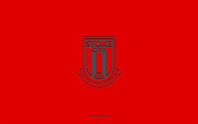 Stoke City FC, red background, English football team, Stoke City FC emblem, EFL Championship, Stoke-on-Trent, England, football, Stoke City FC logo