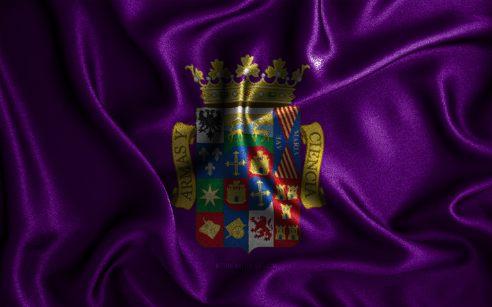 パレンシアの旗, 4k, シルクの波状の旗, スペインの州, パレンシアの日, ファブリックフラグ, 3Dアート, パレンシア, ヨーロッパ, パレンシア3Dフラグ, スペイン