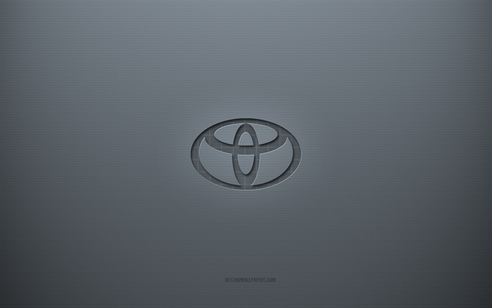 Logo Toyota, sfondo grigio creativo, emblema Toyota, trama di carta grigia, Toyota, sfondo grigio, logo Toyota 3d
