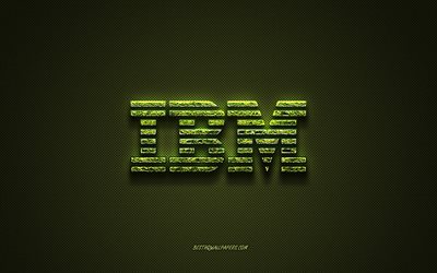 Logo IBM, logo créatif vert, logo d’art floral, emblème IBM, texture en fibre de carbone verte, IBM, art créatif