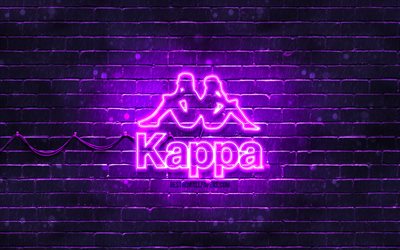 Kappa violet logo, 4k, violet brickwall, Kappa logo, brands, Kappa neon logo, Kappa