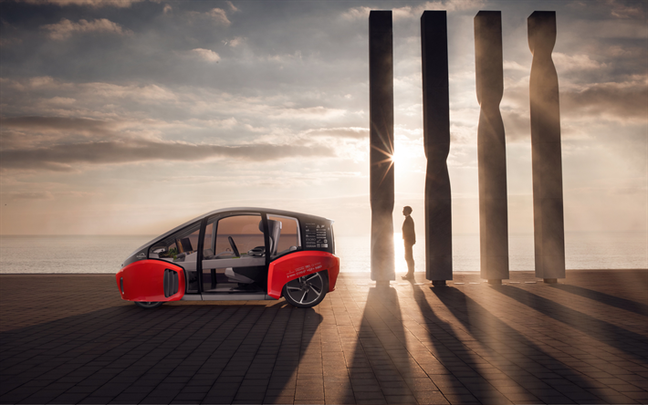 Rinspeed Oasi, 2017, il concetto, l&#39;auto del futuro, elettrico, auto, minivan, auto-guida di un veicolo elettrico