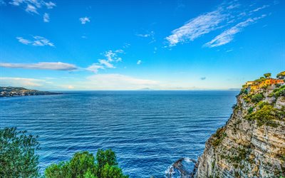 Italien, 4k, havet, kusten, HDR, sommar, Amalfi, Europa