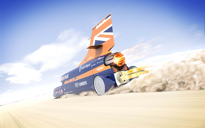 bloodhound ssc supersonic car, projekt, w&#252;ste, geschwindigkeit aufnehmen