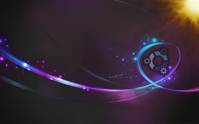 Ubuntu, abstract waves, logo, Lucid Lynx, Ubuntu logo, creative, Linux