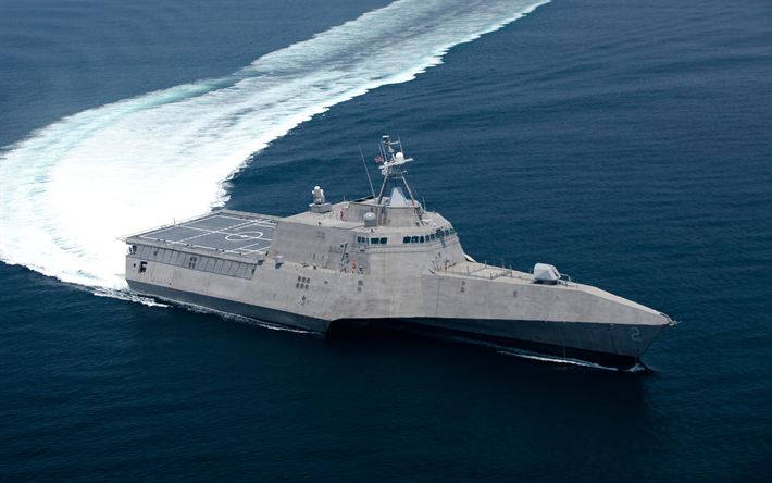 littoral combat ship, USS Manchester, LCS-14, 4k, buque de guerra, la Marina de los EEUU, estados UNIDOS, la Independencia de clase