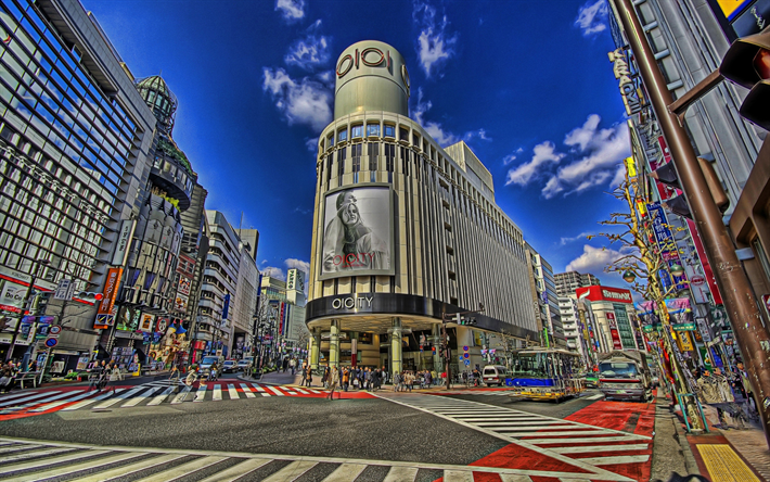 4k, Shibuya, street, Tokio, HDR, moderneja rakennuksia, Aasiassa, Japani