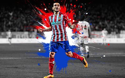 Angel Correa, 4k, Argentinian football player, Atletico Madrid, striker, red and blue paint splashes, creative art, La Liga, Spain, football