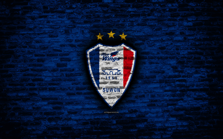 Suwon Bluewings FC, logo, sininen tiili sein&#228;&#228;n, K-League Classic, korean football club, jalkapallo, tiili rakenne, Suwon Bluewings-logo, Etel&#228;-Korea