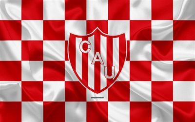 CA Union de Santa Fe, 4k, logo, creative art, punainen ja valkoinen ruudullinen lippu, Argentiinalainen jalkapalloseura, Argentiinan Superleague, Primera Division, tunnus, silkki tekstuuri, Santa Fe, Argentiina, jalkapallo