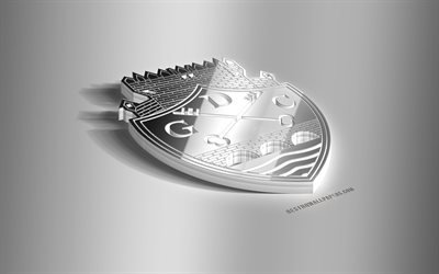GD-Chaves, 3D-st&#229;l logotyp, Portugisiska football club, 3D-emblem, Vila Real, Portugal, Den F&#246;rsta Ligan, League OSS, Chaves metall emblem, fotboll, kreativa 3d-konst