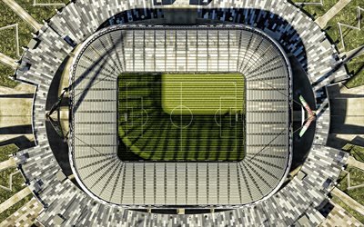 Juventus Stadium, 4k, aerial view, football stadium, Allianz Stadium, soccer, Juventus arena, Italy, Juventus new stadium
