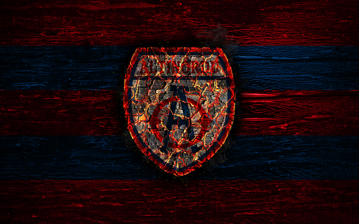 Altinordu FC, el fuego logotipo, turco 1 Lig, l&#237;neas roja y azul, turco, club de f&#250;tbol, el grunge, el TFF First League, Altinordu FK, f&#250;tbol, Altinordu logotipo, textura de madera, Turqu&#237;a