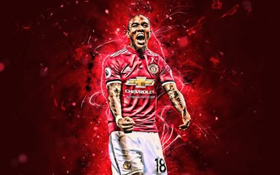 Ashley Young, english footballers, Manchester United FC, neon lights, Premier League, Ashley Simon Young, soccer, fan art, football, Man United