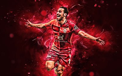 Sinan Gumus, goal, turkish footballers, Galatasaray FC, soccer, Gumus, Turkish Super Lig, neon lights, Galatasaray SK