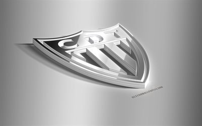 CD Tondela, 3D steel logo, Portuguese football club, 3D emblem, Tondela, Portugal, Primeira Liga, Liga NOS, Tondela metal emblem, football, creative 3d art