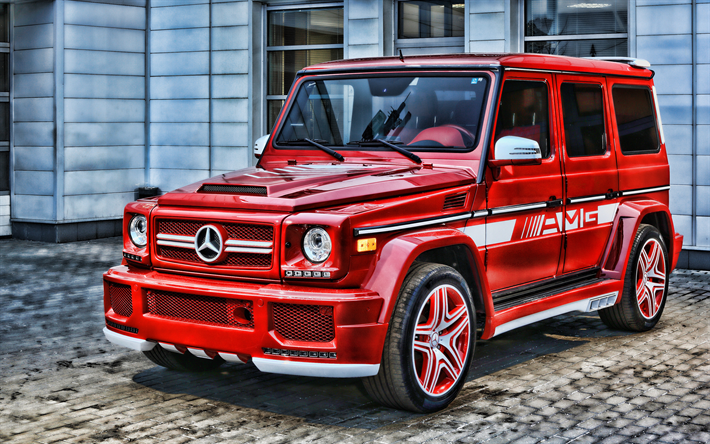4k, Mercedes-AMG G63, tuning, 2018 cars, HDR, SUVs, red Gelendvagen, Mercedes G-Class, new G-Class, Gelendvagen, german cars, Mercedes