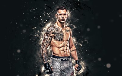 Aleksandar Rakic, 4k, valkoinen neon valot, It&#228;vallan taistelijoita, MMA, UFC, naisten taistelijoita, Mixed martial arts, Aleksandar Rakic 4K, UFC taistelijoita, MMA taistelijoita