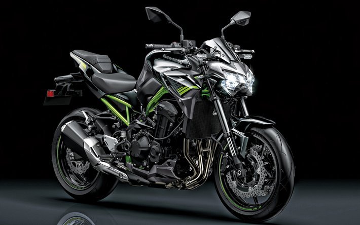 2020, Kawasaki Z900, front view, exterior, new black Z900, japanese motorcycles, Kawasaki