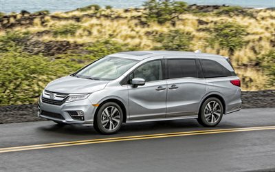 2020, Honda Odyssey, exteri&#246;r, framifr&#229;n, silver minibuss, nytt silver Odyssey, japanska bilar, Honda