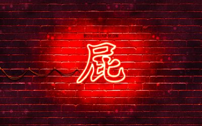 schnell hieroglyphe kanji, 4k, neon-japanischen hieroglyphen, kanji, japanische symbol f&#252;r die schnelle, rot brickwall, schnelle japanische schriftzeichen, rot, neon-symbole, schnelle japanische symbol