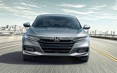 Honda Accord, 2020, näkymä edestä, ulkoa, uusi hopea Accord, japanilaiset autot, hopea sedan, Honda