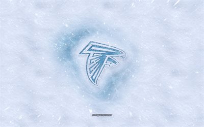 Atlanta Falcons logo, American football club, winter concepts, NFL, Atlanta Falcons ice logo, snow texture, Atlanta, Georgia, USA, snow background, Atlanta Falcons, American football