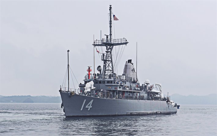 USS長, MCM-14, 4k, 雷対策船, アメリカ海軍, 米国陸軍, 戦艦, 米海軍, Avengerクラス, USS長MCM-14