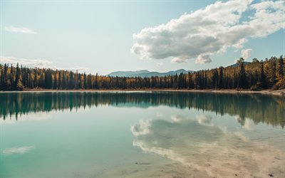 mountain lake, bergslandskapet, lugn, vackert landskap, h&#246;st, skogen, USA