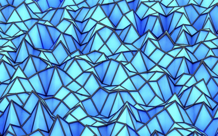 Blue mosaic texture, mosaic background, blue geometric background, blue abstraction, glass texture