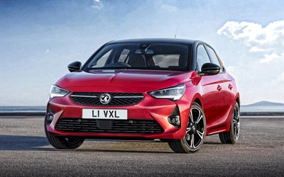 Download wallpapers 2020, Vauxhall Corsa, exterior, front view, red ...