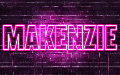 Makenzie, 4k, wallpapers with names, female names, Makenzie name, purple neon lights, horizontal text, picture with Makenzie name