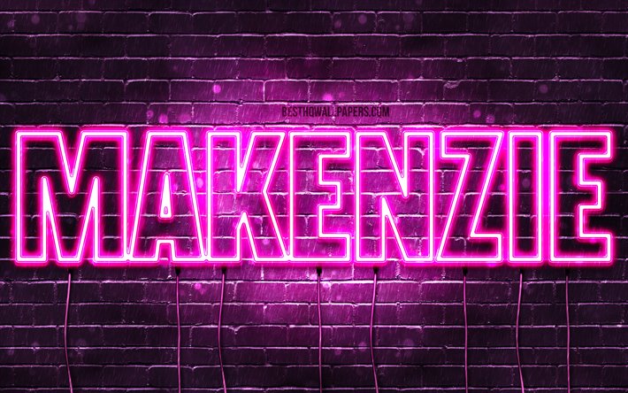 Makenzie, 4k, tapeter med namn, kvinnliga namn, Makenzie namn, lila neon lights, &#246;vergripande text, bild med Makenzie namn