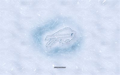 Buffalo Bills logo, American football club, winter concepts, NFL, Buffalo Bills ice logo, snow texture, Buffalo, New York, USA, snow background, Buffalo Bills, American football