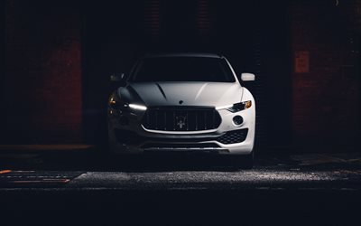Maserati Levante S, 2020, front view, exterior, new white Levante S, american cars, Maserati