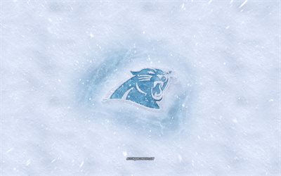 Carolina Panthers logo, American football club, winter concepts, NFL, Carolina Panthers ice logo, snow texture, Charlotte, North Carolina, USA, snow background, Carolina Panthers, American football