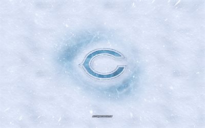 Chicago Bears logo, American football club, winter concepts, NFL, Chicago Bears ice logo, snow texture, Chicago, Illinois, USA, snow background, Chicago Bears, American football