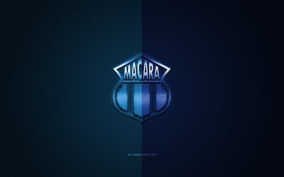 CSD Macara, Sucre squadra di calcio Ecuador Serie A con, logo blu, blu contesto in fibra di carbonio, calcio, Ambato, Ecuador, CSD Macara logo