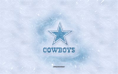 Dallas Cowboys logo, American football club, winter concepts, NFL, Dallas Cowboys ice logo, snow texture, Irving, Texas, USA, snow background, Dallas Cowboys, American football