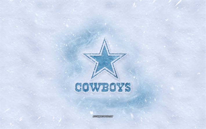 Dallas Cowboys logotyp, Amerikansk football club, vintern begrepp, NFL, Dallas Cowboys ice logotyp, sn&#246; konsistens, Irving, Texas, USA, sn&#246; bakgrund, Dallas Cowboys, Amerikansk fotboll