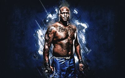 Derrick Lewis, UFC, American fighter, portrait, Ultimate Fighting Championship, blue stone background