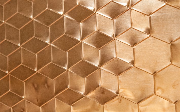 de metal de oro de la textura, fondo dorado, texturas de metales, oro geom&#233;trica de fondo, textura de oro