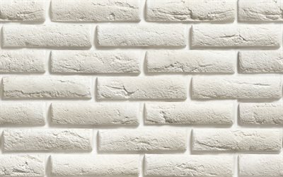branco tijolos na parede, pedra branca, textura, fundo com tijolos, branco tijolos